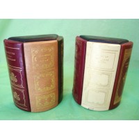 Pair FULL LEATHER "CLASSIC BOOK SPINE" BOOK ENDS Weighted HEAVY Outstanding   192626426929